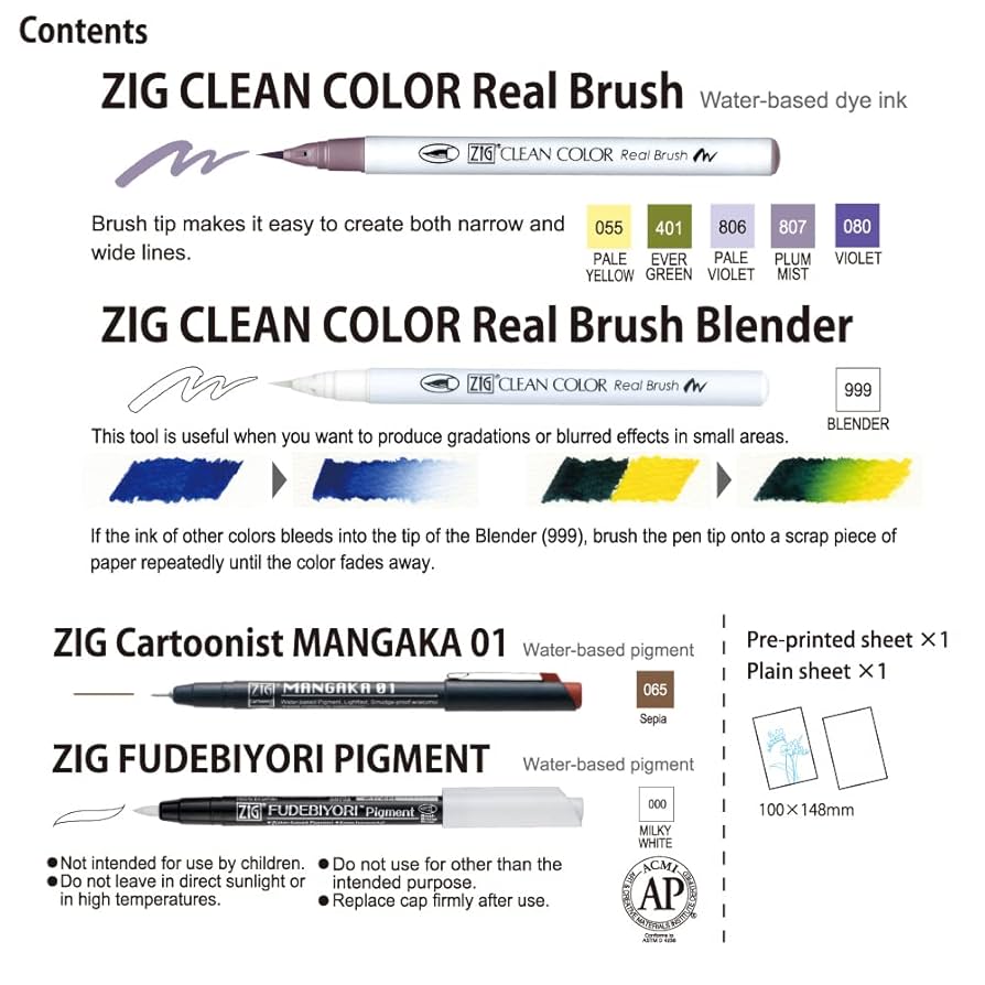 Amazon.com: Kuretake ZIG HISTORIC ART WATERCOLOR 6 Colors